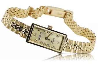 Италиански жълт 14k 585 злато дама Geneve часовник lw057y