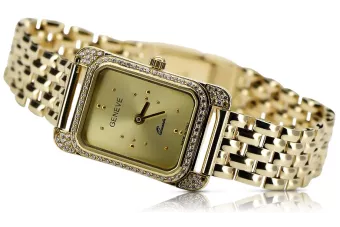 Желтые 14k 585 золотые наручные часы Lady Geneve lw054ydg&lbw004y