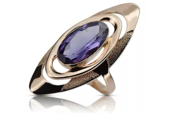 Χρυσό Ρωσικό δαχτυλίδι από κόκκινο ροζ 14k χρυσό 585 με Αλεξανδρίτη vrc189