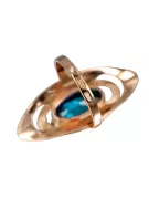 Златен руски пръстен в червена роза 14k 585 злато с аквамарин vrc189
