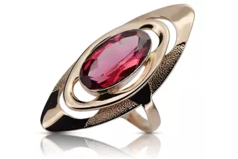 Anillo ruso de oro en rosa roja oro 14k 585 con rubí vrc189