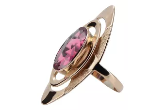 Russischer Goldring in roter Rose 14 Karat Gold 585 mit Rubin vrc189