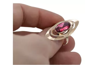 Inel rusesc din aur trandafir rosu din aur 14k 585 cu rubin vrc189
