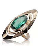 Златен руски пръстен от червена роза 14к злато 585 с Emerald vrc189