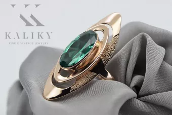 Винтажное кольцо из розового золота 14k с сапфиром, овал 8x15 мм