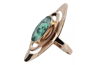 Inel Vintage din Aur Roz 14k cu Safir, Oval 8x15mm