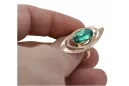 Златен руски пръстен от червена роза 14к злато 585 с Emerald vrc189