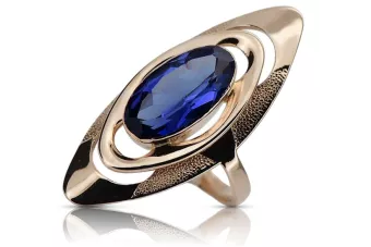 Russischer Goldring aus 14 Karat 585er Gold mit Saphir VRC189