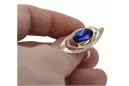 Złoty Rosyjski pierścionek z czerwonego różowego 14k złota 585 z Szafirem vrc189