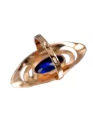 Златен руски пръстен в червена роза 14k 585 злато със сапфир vrc189