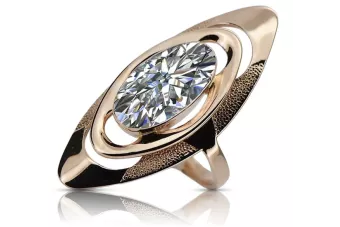Bague russe en or rose rouge 14 carats 585 avec Zircone vrc189