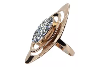 Anillo ruso de oro en oro rosa rojo 14k 585 con Zirconia vrc189
