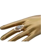 Златен руски пръстен в червена роза 14k 585 злато с цирконий vrc189