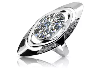 Винтажное серебряное кольцо 925 с овальным кубическим цирконием