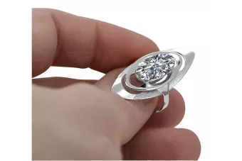 Vintage Silver 925 Ring with Oval Cubic Zirconia