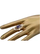 Złoty Rosyjski pierścionek z różowego złota srebro pozłacane 925 z Aleksandrytem vrc189rp Vintage