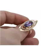 Złoty Rosyjski pierścionek z różowego złota srebro pozłacane 925 z Aleksandrytem vrc189rp Vintage