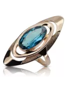 Goldrussischer Ring aus Roségold 925 vergoldetem Silber mit Aquamarin vrc189rp Vintage