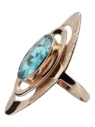 Goldrussischer Ring aus Roségold 925 vergoldetem Silber mit Aquamarin vrc189rp Vintage