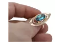 الذهبية الروسية الخاتم الزهري الذهبية الفضة 925 مع Aquamarine vrc189rp