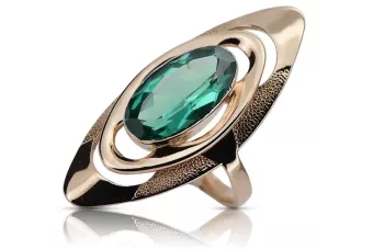 Vintage silver rose gold plated 925 Emerald Ring vrc189rp