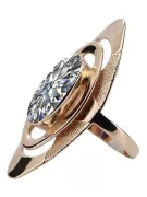 Złoty Rosyjski pierścionek z różowego złota srebro pozłacane 925 z Cyrkonią vrc189rp Vintage