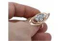 Złoty Rosyjski pierścionek z różowego złota srebro pozłacane 925 z Cyrkonią vrc189rp Vintage