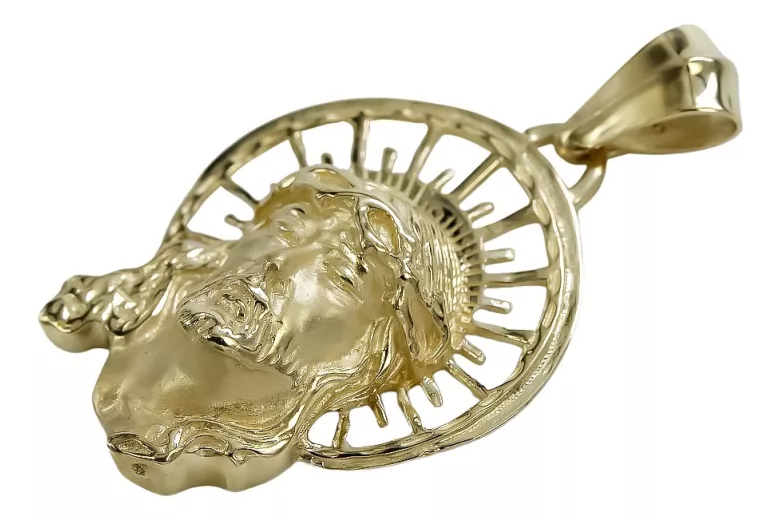 Złoty medalik ikona 14k 585 żółte złoto głowa Jezusa pj008y