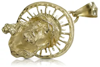 Жълт 14k златен Jezus медальон икона висулка pj008y