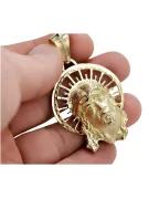 Жовтий 14k золотий медальйон Jezus ікона підвіска pj008y