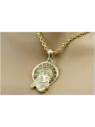 Pendentif Jezus médaille d’icône en or jaune 14 carats pj008y