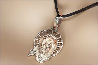Rose gold 14k 585 Jezus medallion icon pendant pj008r