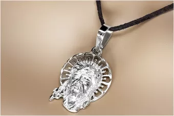 копие на златен медальон икона 14k 585 жълто злато глава на Исус pj008y