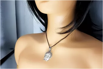 копие на златен медальон икона 14k 585 жълто злато глава на Исус pj008y