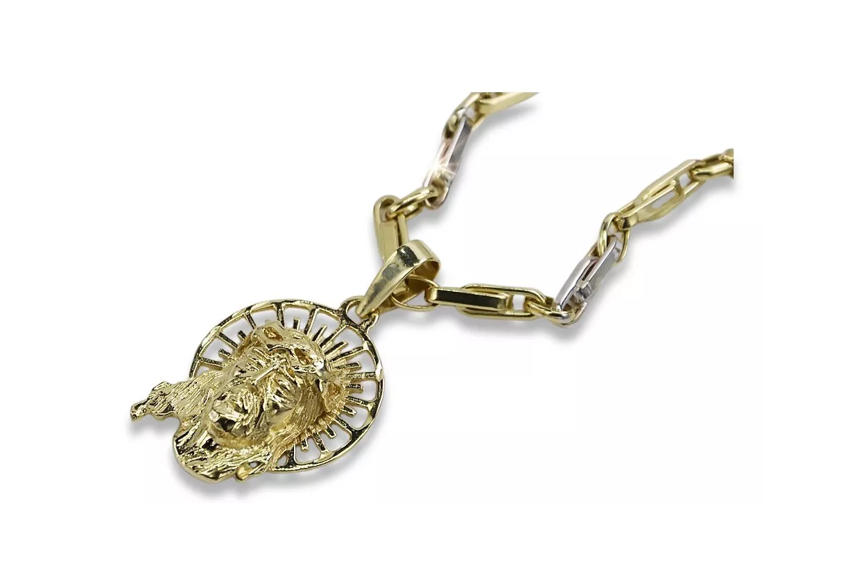 14k Gold Jesus pendant & Anchor chain pj008yL&cc062y