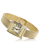 14K Gold Women's Watch, Rectangular, Italian, Cyrkonia