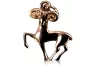 Rose red pink 14k gold pendant 585  Vintage Aries zodiac vzp006