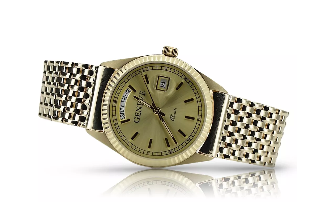 Reloj de oro para hombre Geneve ★ zlotychlopak.pl ★ Pureza de oro 585 333 Precio bajo!