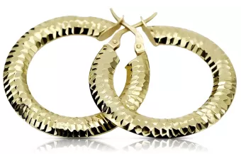 Yellow Italian 14k 585 gold circle earrings cen038y