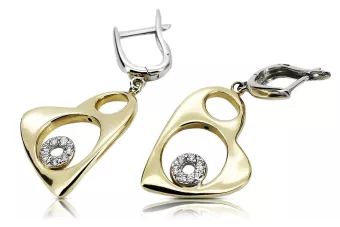 Italian yellow 14k 585 gold heart earrings cen040yw