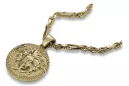 Versace 14k 585 Greek Way Jellyfish Gold Medaillon mit Corda Figaro Kette cpn049y20&cc004y45