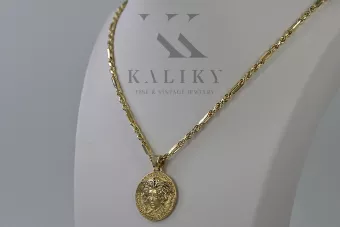 Graikijos auksinis medalis 14k 585 medūzė su Corda Figaro grandine cpn049y20&cc004y45