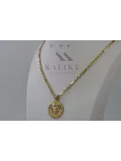 Złoty medalik Grecka droga meduza Versace 14k 585 z łańcuszkiem Corda Figaro cpn049y20&cc004y45