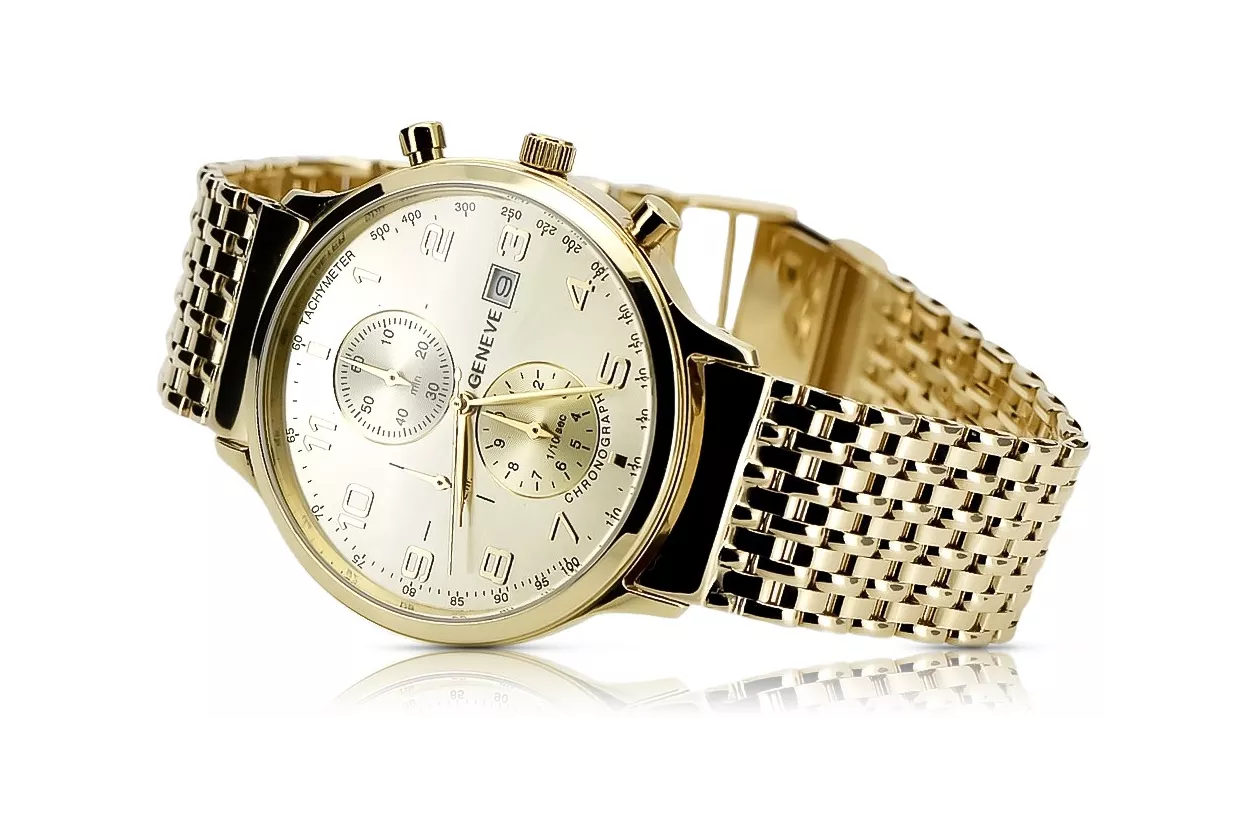 14k 585 aukso laikrodis su vyrų apyranka Geneve mw005ydy&mbw013yo