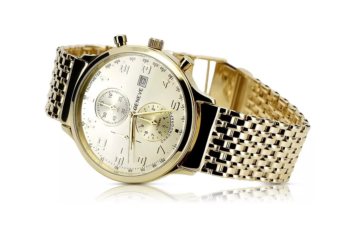 14k 585 златен часовник с гривна Geneve mw005ydy&mbw013yo