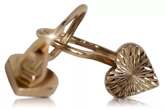 Vintage różowe złoto kolczyki serca 14k 585 ZSRR Vintage ven001