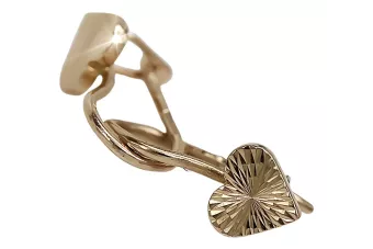 Russische Rose Rosa Sowjet 14k 585 Gold UdSSR Vintage Herz Ohrringe ven001