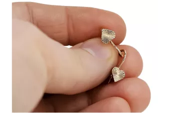 Vintage rose pink 14k 585 gold  Vintage heart earrings ven001