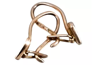 Руска роза розова съветска 14k 585 злато СССР реколта сърце обеци ven001