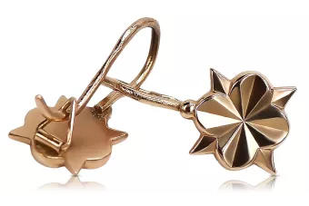 Руска роза розова съветска 14k 585 злато СССР реколта цвете обеци ven002